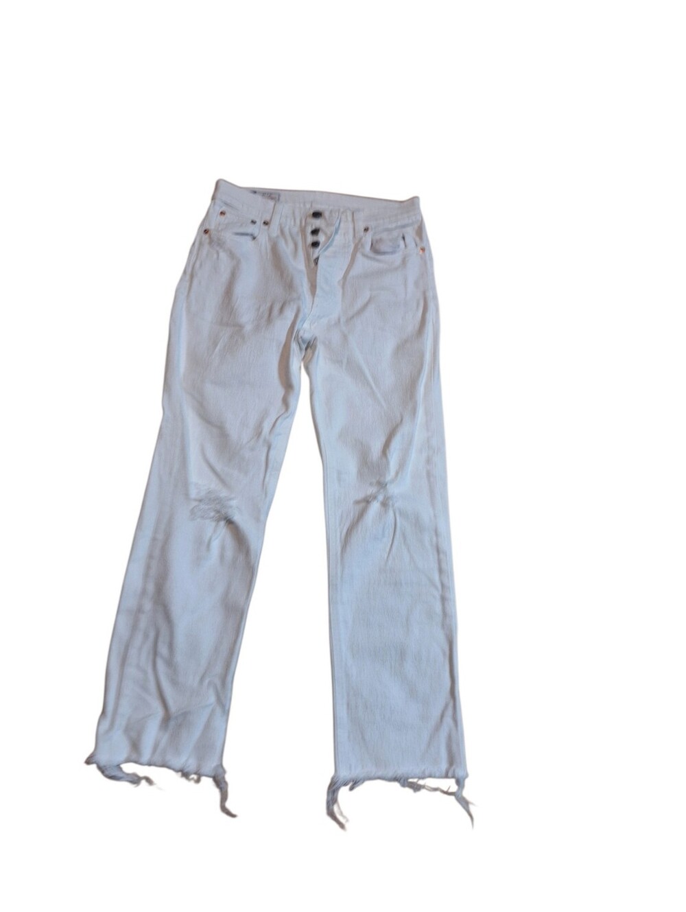 Gap Cheeky Straight High Rise White Button Fly Jeans Ladies 17 or 4R Distressed
